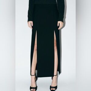 Zara SLIT WOOL SKIRT ZW COLLECTION. Black. Size XS. New with Tags.